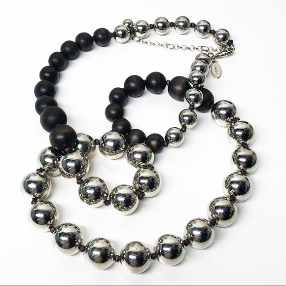 Chico's Jewelry - Chico’s Silver & Brown Beaded Necklace